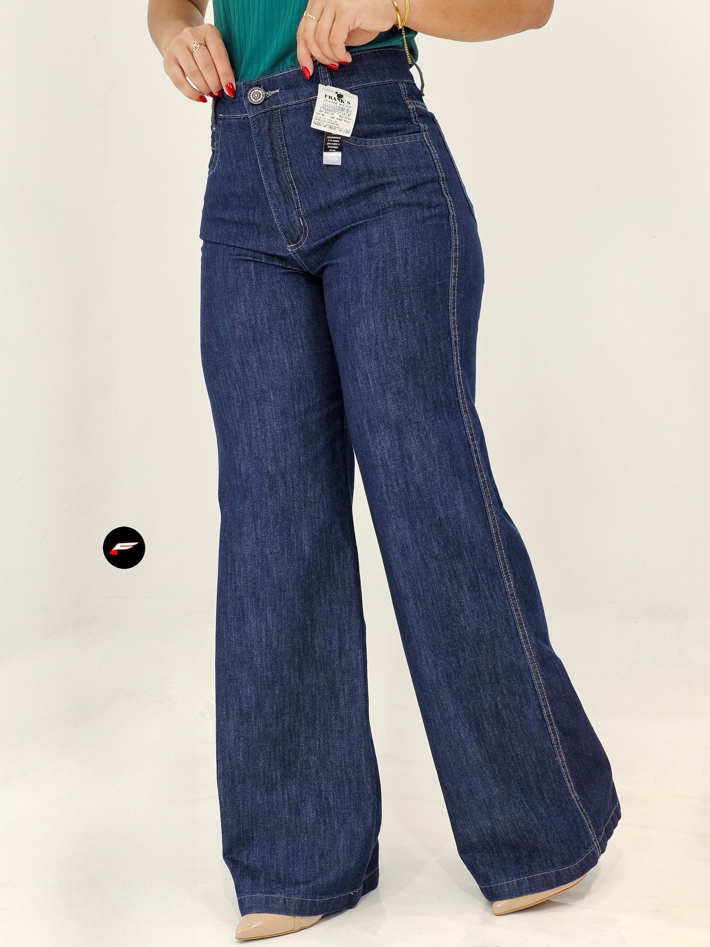 CALÇA FEMININA WIDE LEG JEANS ESCURO 821210