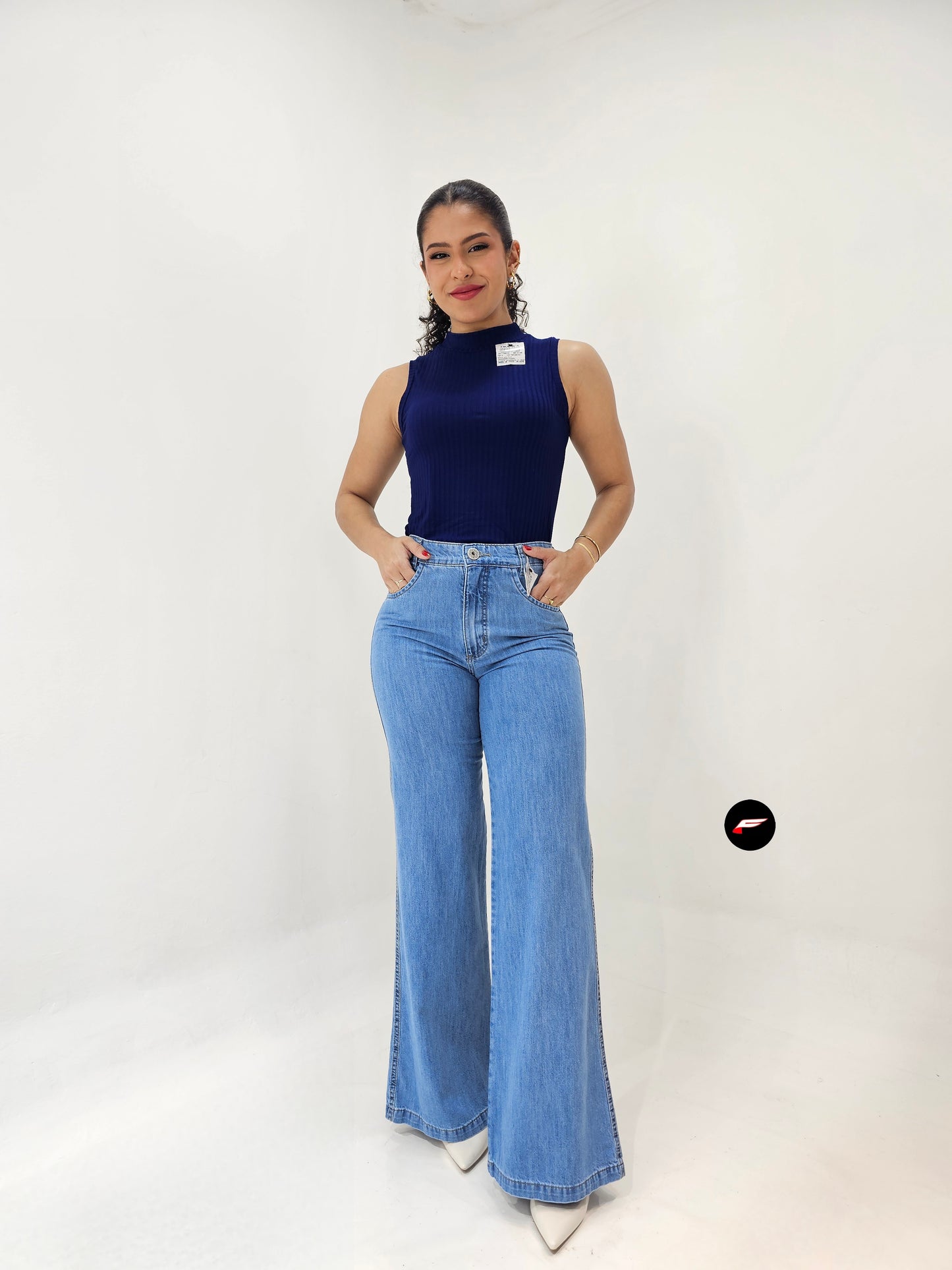 CALÇA FEMININA WIDE LEG JEANS CLARO 821211