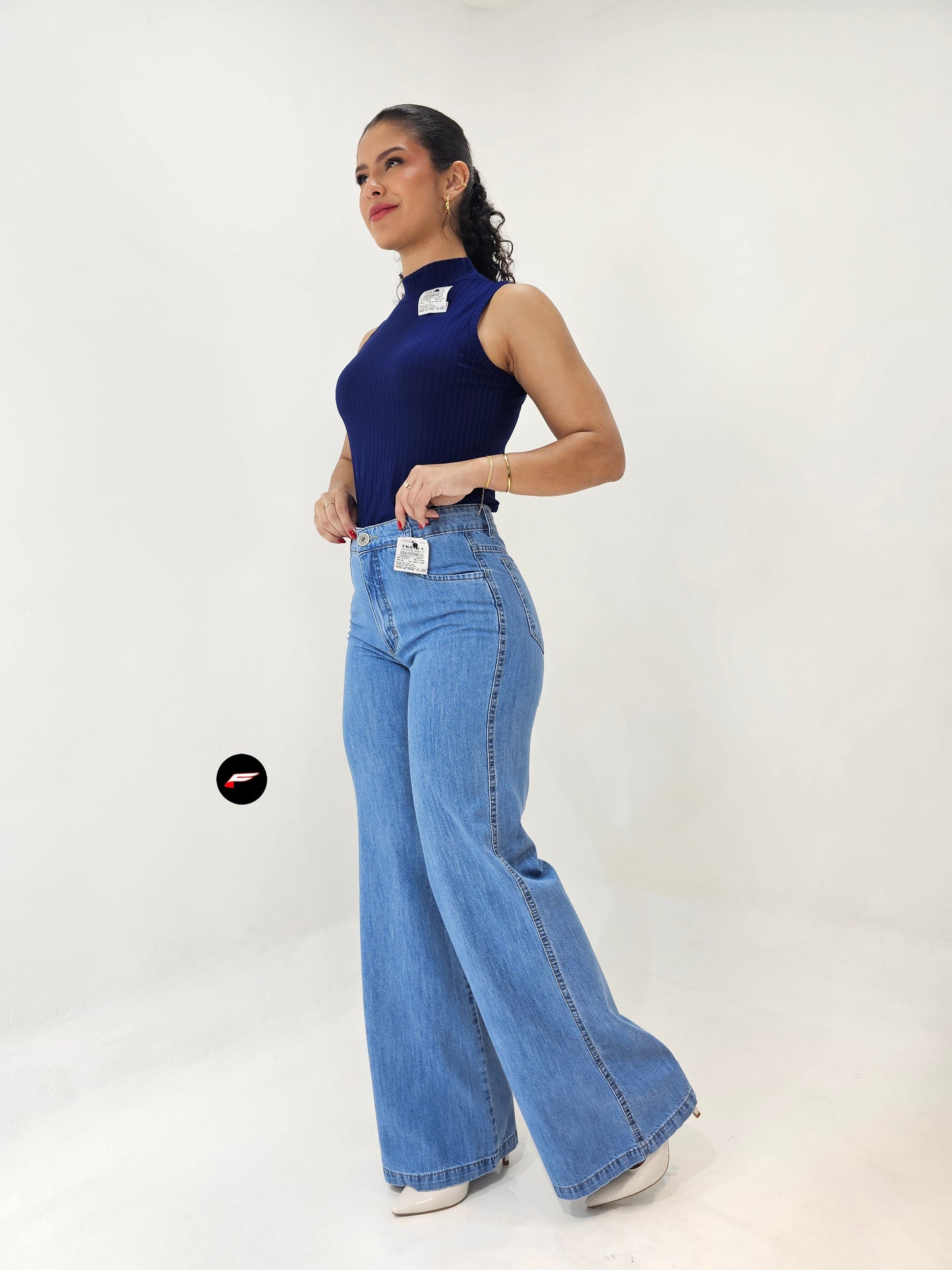 CALÇA FEMININA WIDE LEG JEANS CLARO 821211
