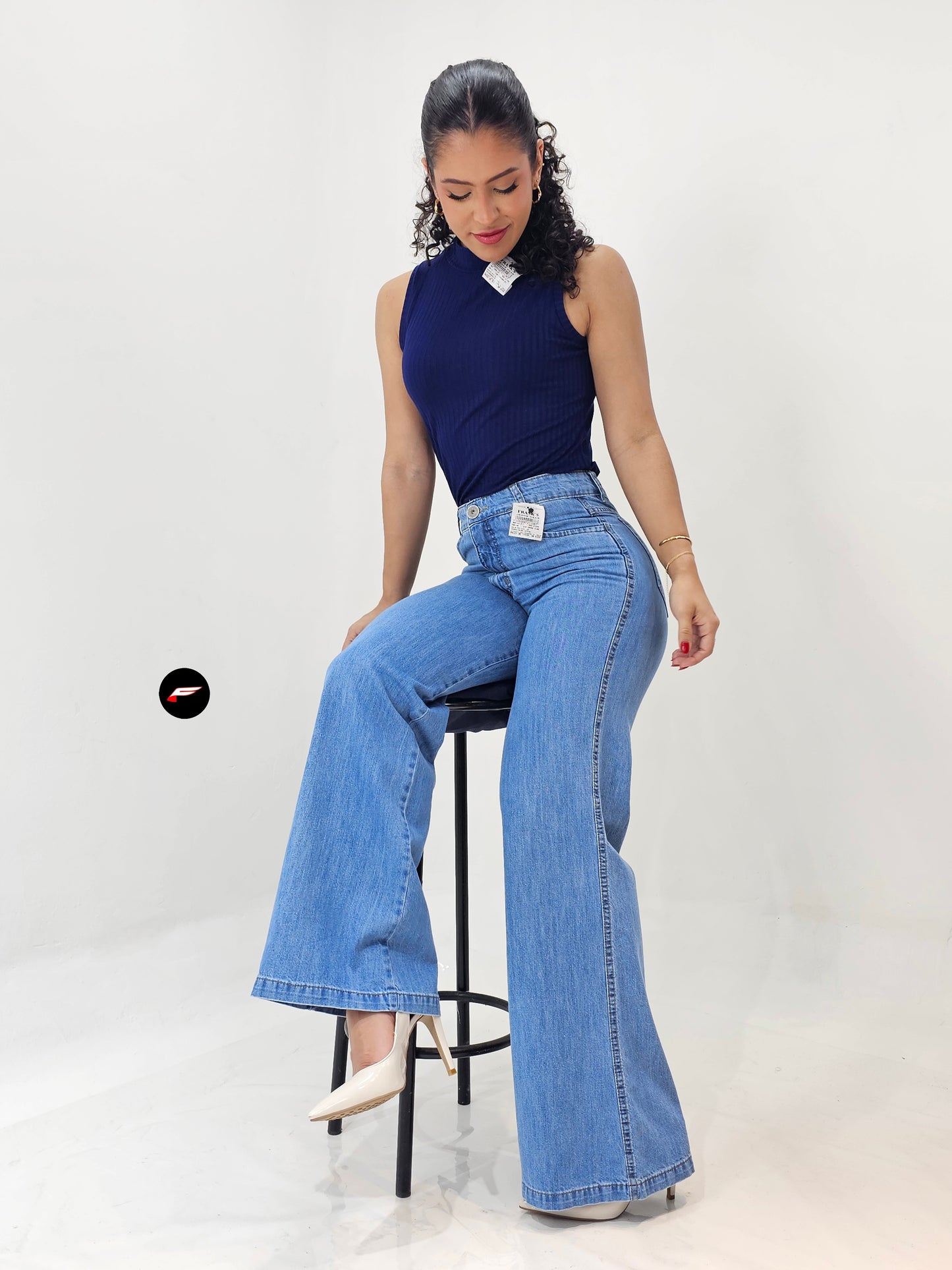 CALÇA FEMININA WIDE LEG JEANS CLARO 821211