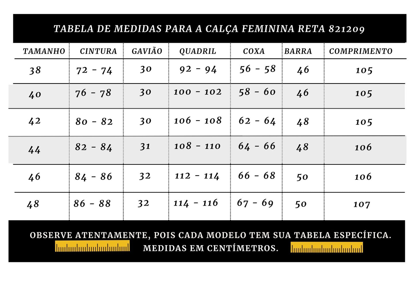 CALÇA FEMININA RETA 821209